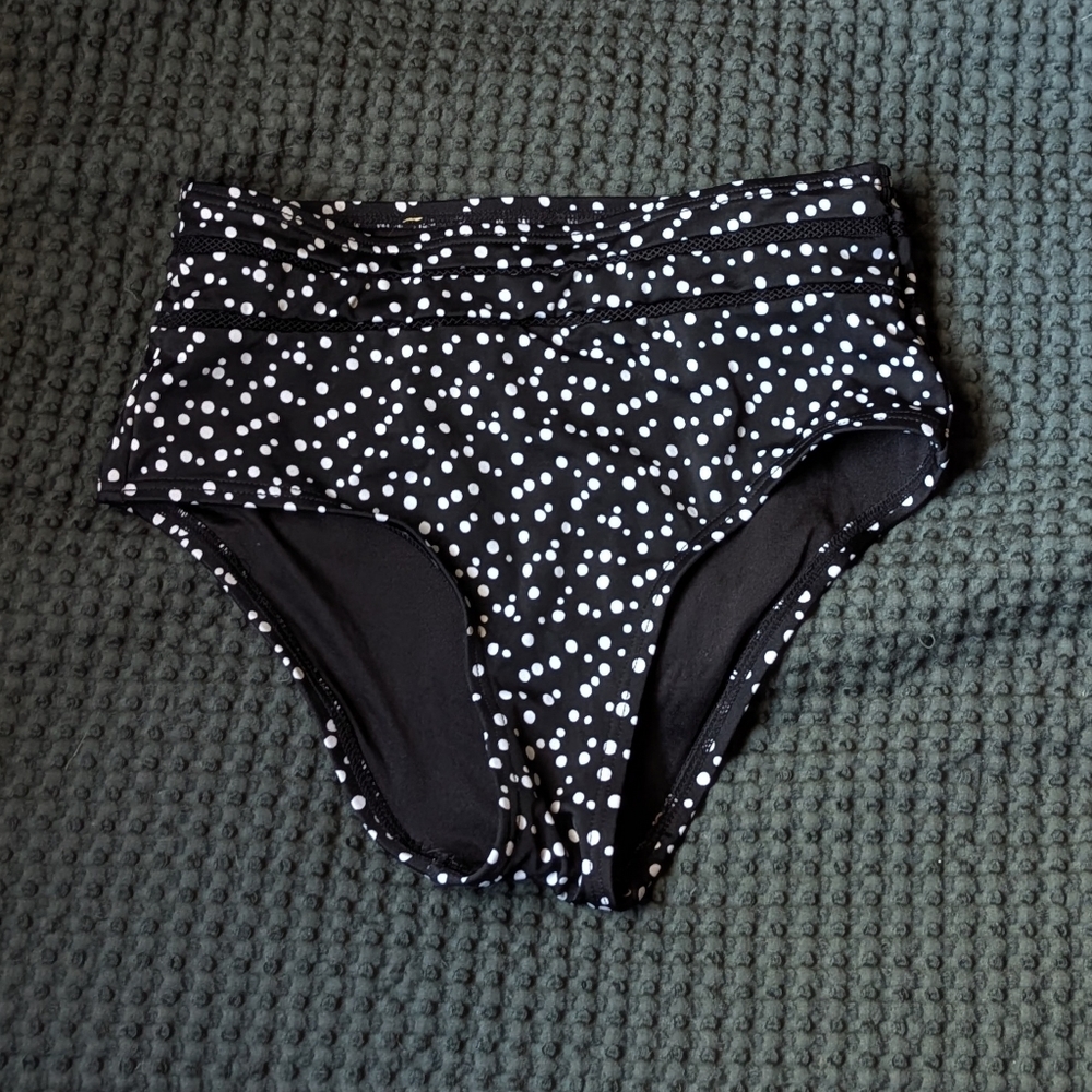 Polka Dot High-Waisted Bikini Bottoms